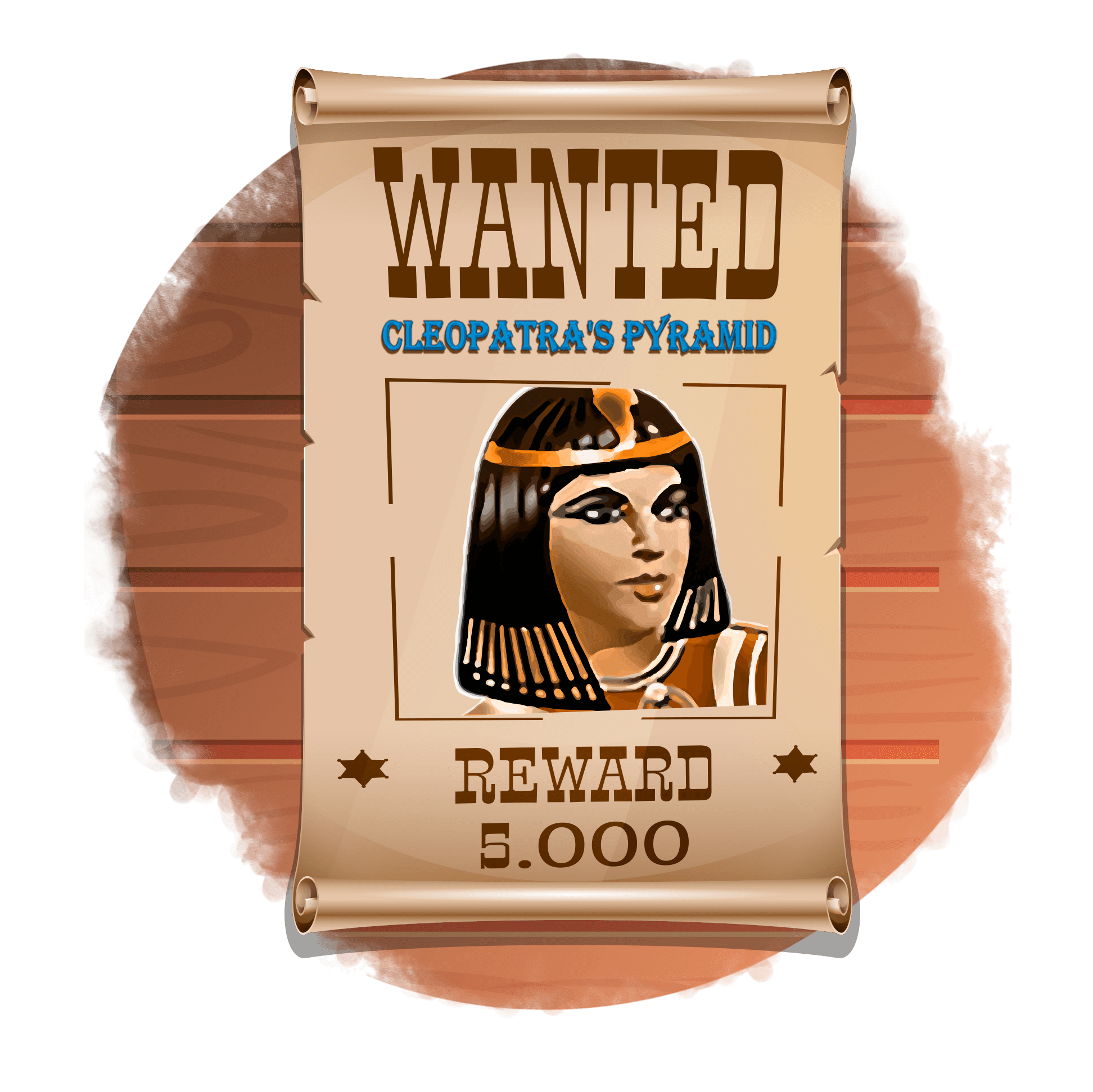 Wanted poster with cleopatra on it