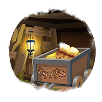 Mining wheel cart carrying gold