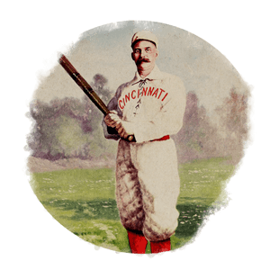 Picture of a baseball player wearing a Cincinnati Red Stockings uniform