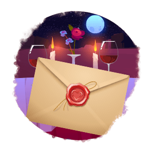 Great love stories of the wild west Letter envelope with red wax seal on it