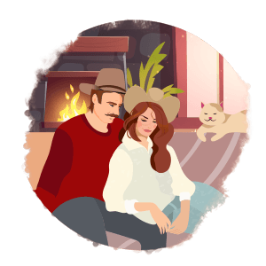 Great love stories of the wild west Cowboy and cowgirl sitting on a couch