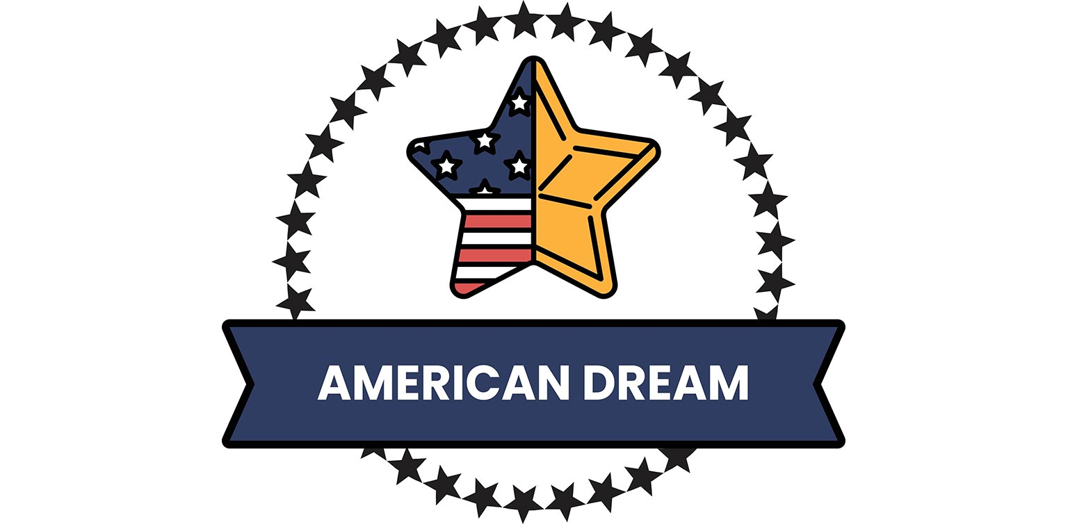 A vector illustration of the American Dream logo isolated on a white background