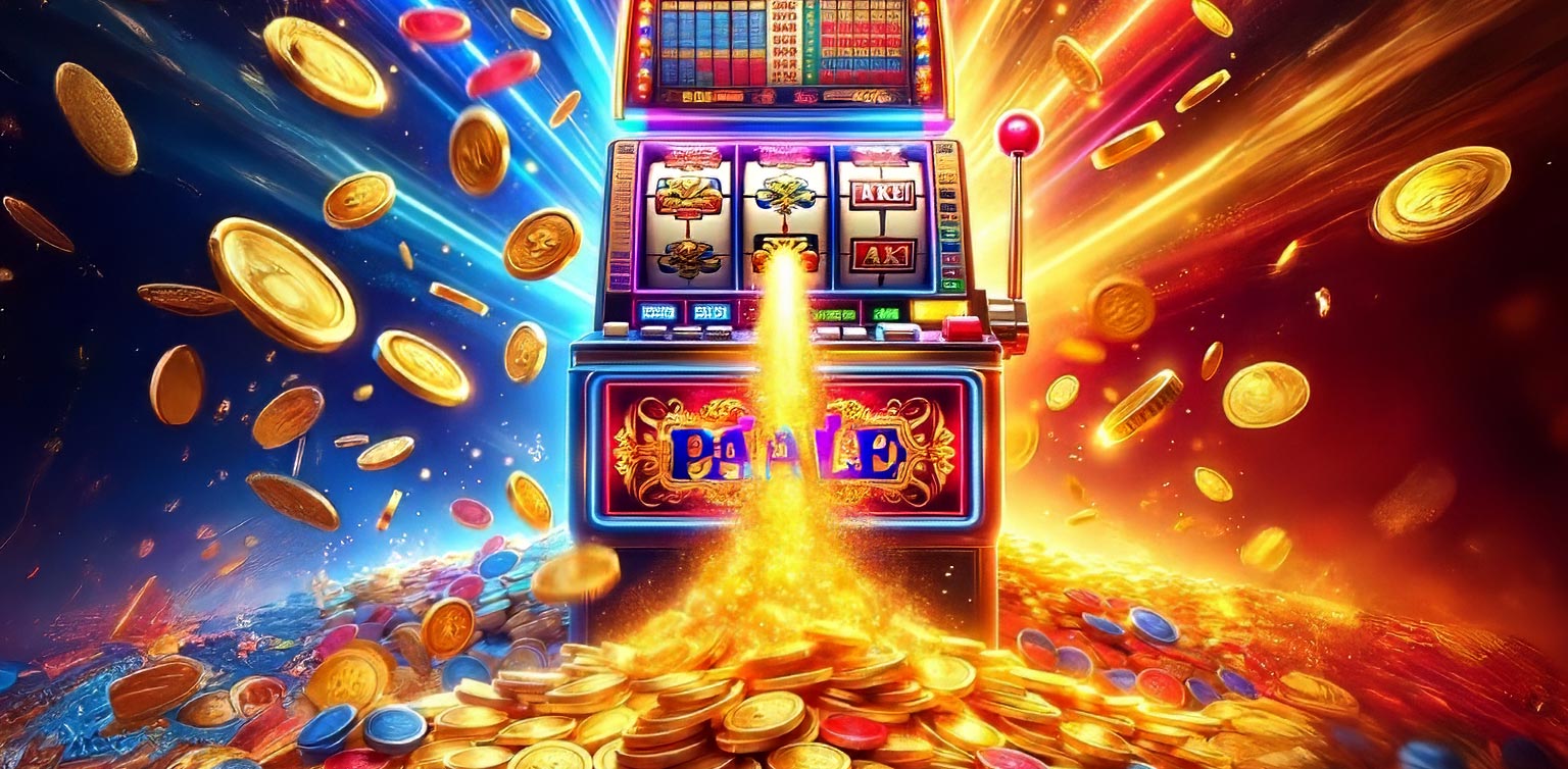 slot machine spitting out money and gold 