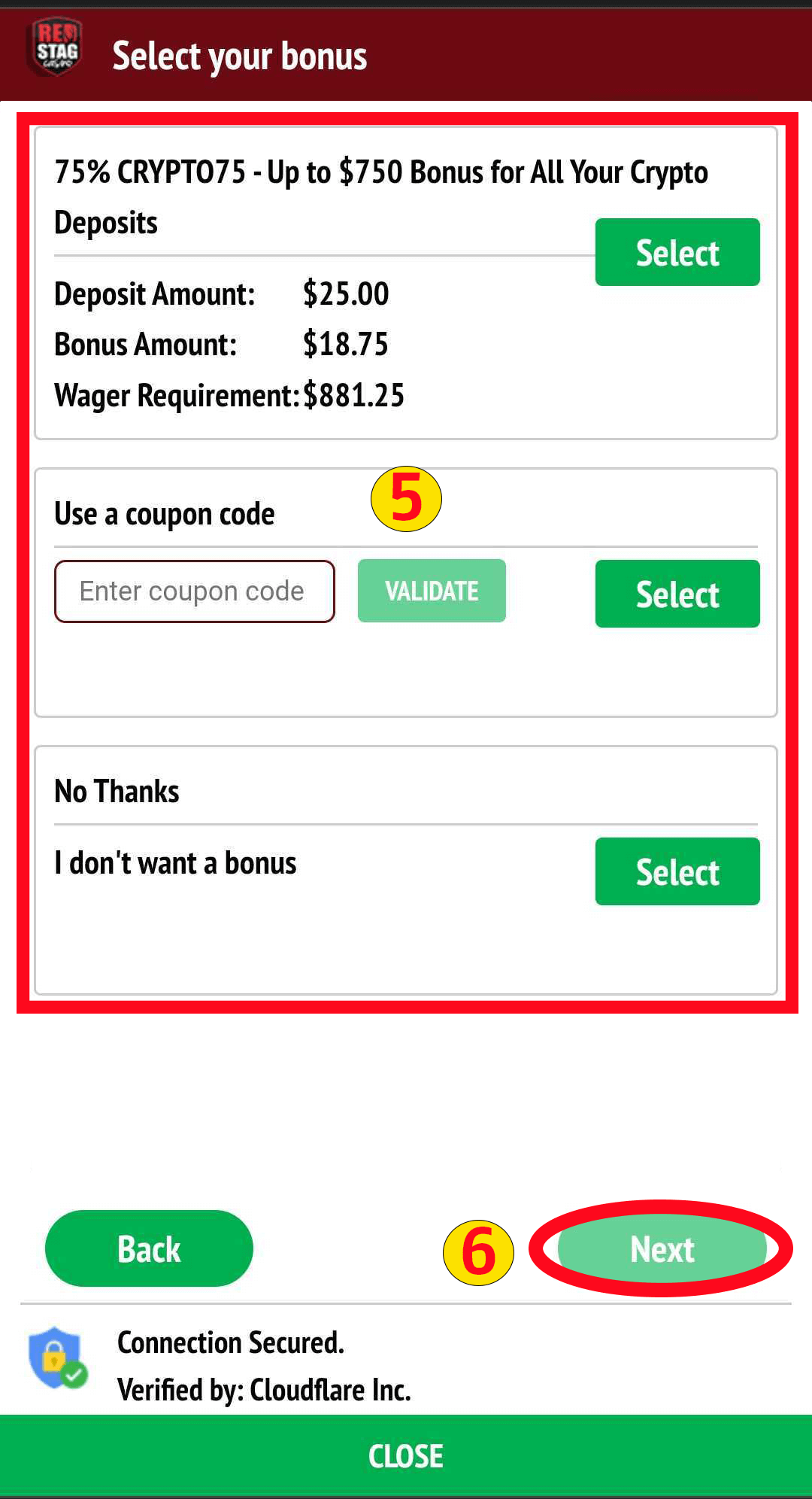 Screenshot of the cashier